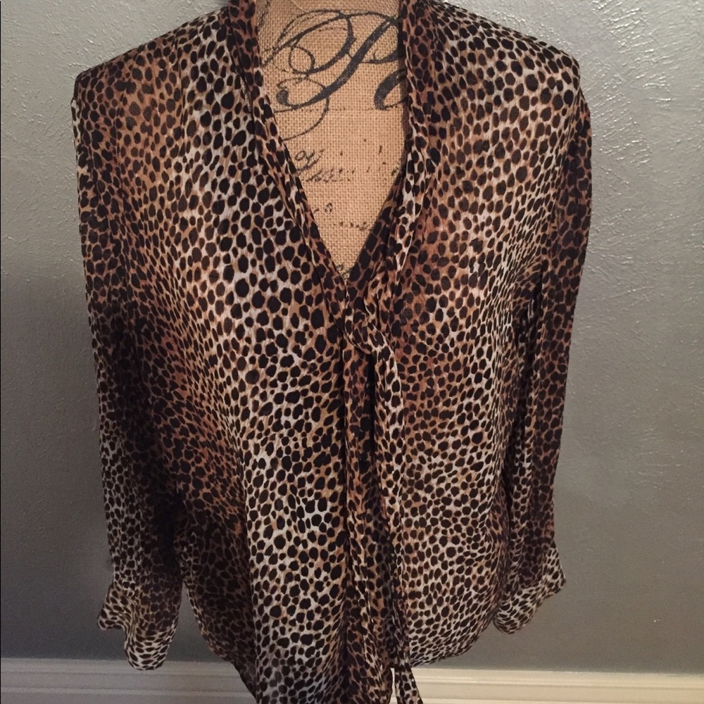 Chico’s silk cheetah print blouse.
